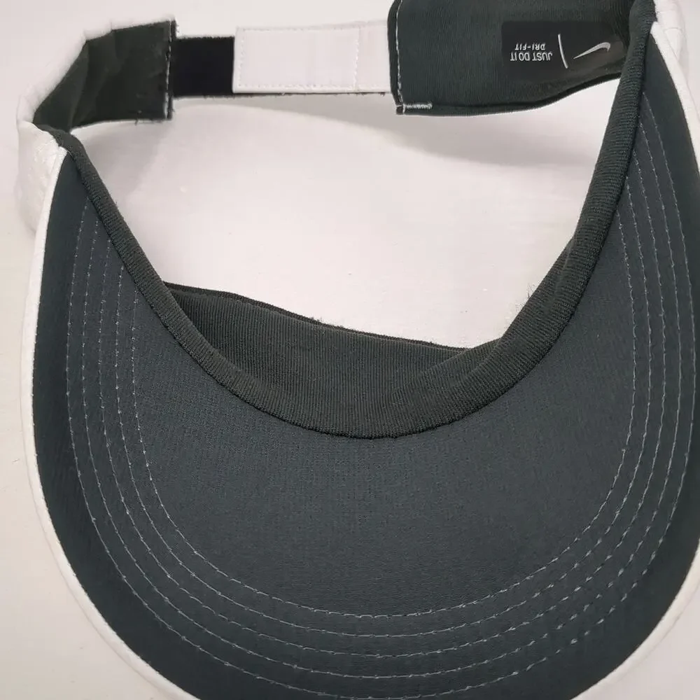 Nike Visor White One Size Dri-FIT Adjustable Strapback Swoosh Golf Tennis Hat